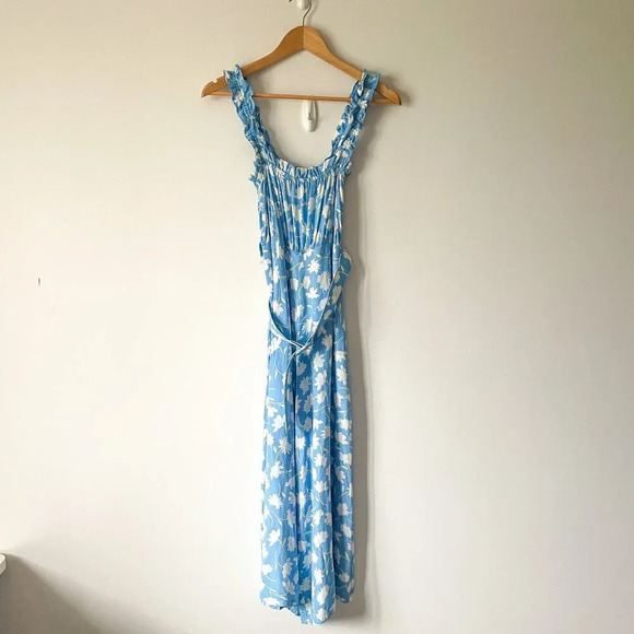 Faithfull the Brand Dolores Jumpsuit In Leyla  Floral Blue Print Size 4/Small - Picture 7 of 12